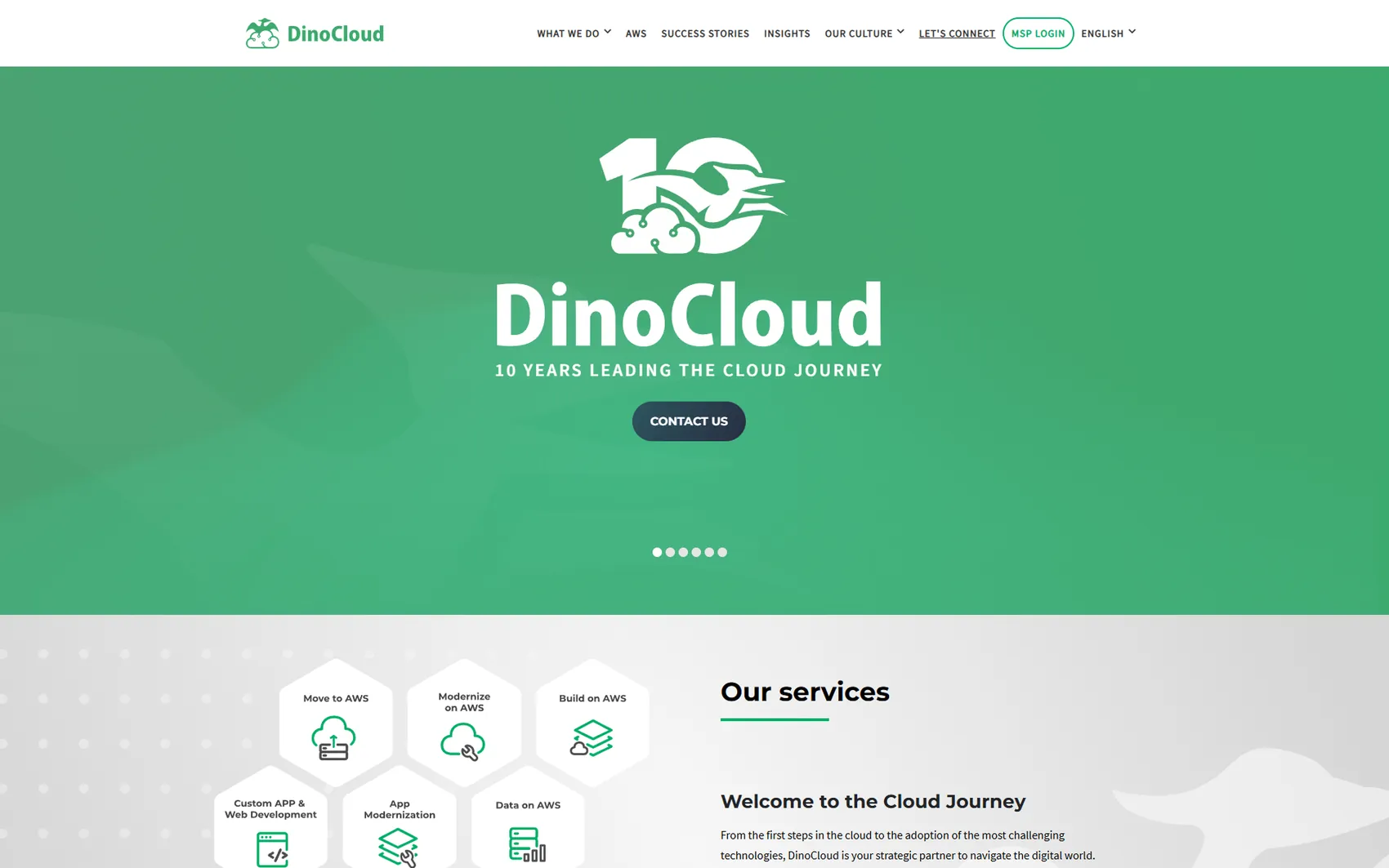 The homepage: everything the company sells arrives through this page.