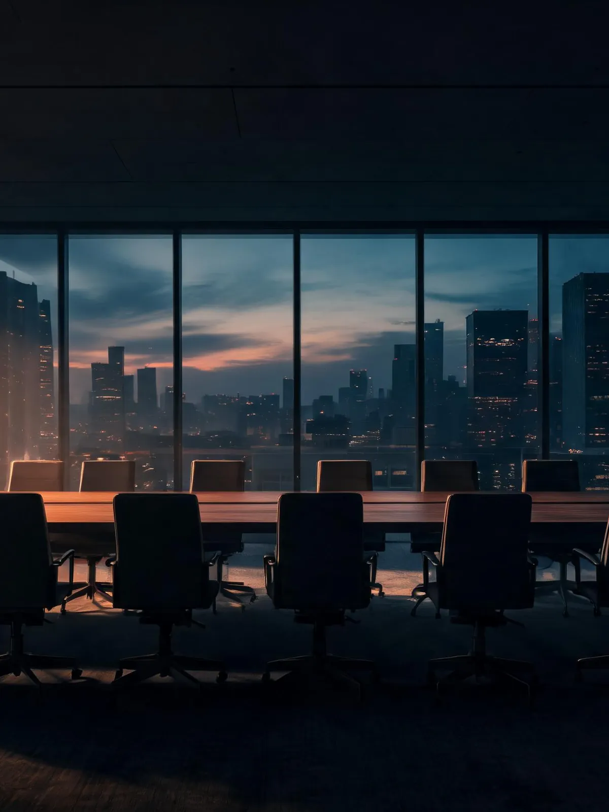 An empty boardroom before a meeting